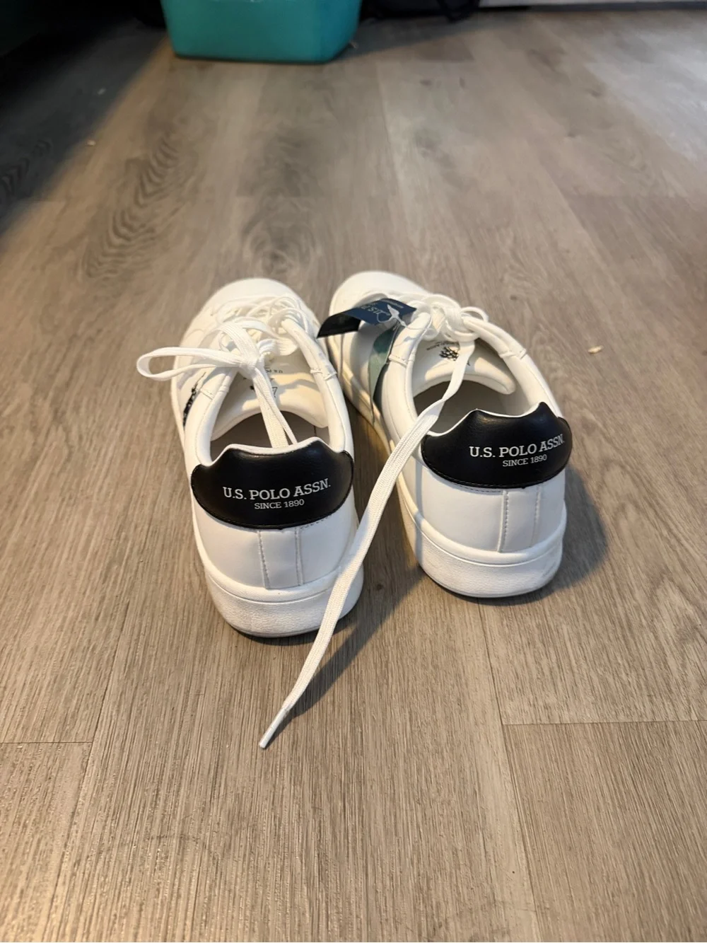 U.S. Polo Assn. Men’s White Sneakers with Black Heel and Logo